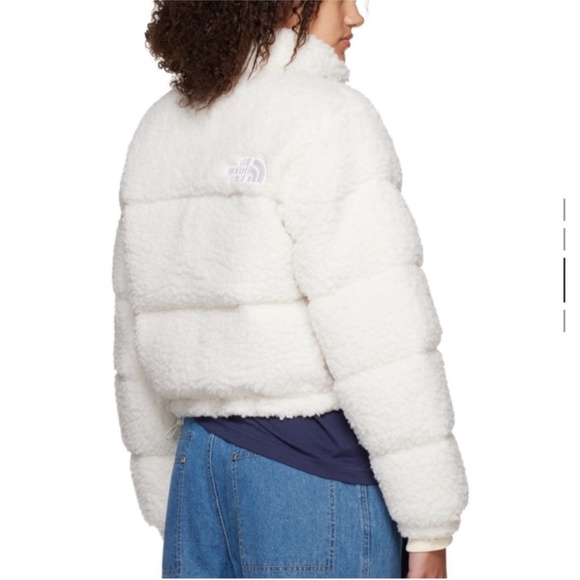 North Face White Nuptse Down Teddy Puffer Jacket - Picture 3 of 9